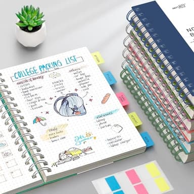 RETTACY Bullet Dotted Journal Notebook, 300 Pages, B5 Medium Size (7.4'' × 10''), 100 GSM Thick Paper, Flexible Plastic Cover, Spiral-bound, for Bullet Journaling, Planning, Tracking (Navy Blue) - Image 8