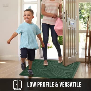 HIYARD Front Door Mat, Absorbent Resist Dirt Welcome Door Mat Indoor Outdoor, Waterproof Doormat, Sturdy Non Slip Backing, Fade Resistant, Low Profile Entry Mat for Entryway, 36×24, Green - Image 5
