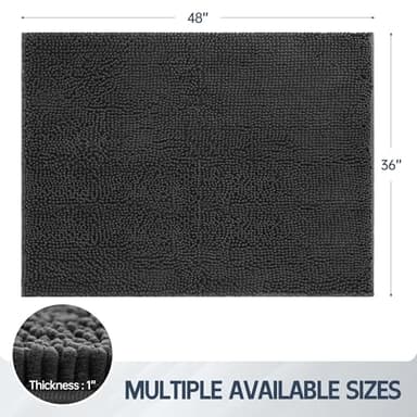 Futurwit Dog Door Mat for Muddy Paws, 48" x 36" Chenille Absorbent Front Door Mat Inside, Large Runner Mud Mat for Dogs, Trap Dirt Washable Non Slip Outdoor Indoor Entrance Doormats, Grey - Image 8