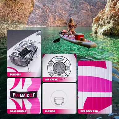 FunWater Inflatable 10'6×33"×6" Ultra-Light SUP for All Skill Levels Everything Included with Stand Up Paddle Board, Adj Paddle, Pump, ISUP Travel Backpack, Leash, Waterproof Bag - Image 3