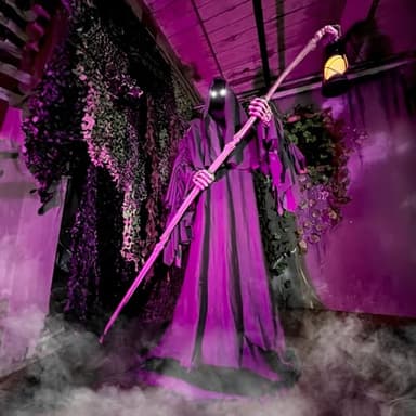 Haunted Hill Farm Motion-Activated 6-Ft. Tall Ghostly Guide, Plug-in Talking Scare Prop Animatronic with Spooky Sound Effects and Lights for Indoor or Covered Outdoor Creepy Halloween Decoration - Image 2