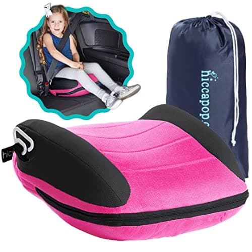 hiccapop UberBoost Inflatable Booster Car Seat | Blow up Narrow Backless Booster Car Seat for Travel | Portable Booster Seat for Toddlers, Kids, Child | Pink/Black - Image 1