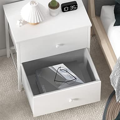 BOLUO White Nightstands Set of 2, 2 Drawer Dresser for Bedroom Night Stand Small Dresser End Table with Drawers Modern - Image 6