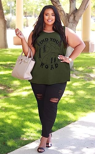 Tank Tops for Women Summer Find Your Round Graphic Tshirts Sleeveless Casual Ladies Loose Tunic Blouse (Amy Green, M) - Image 3
