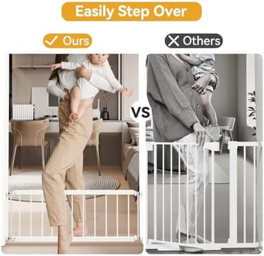 Dog Gate Indoor,18"-45" Extra Wide Metal Short Dog Gate to Step Over, 14" Tall Small Pet Gate with 3 Extension Kits, Pressure Mounted for Doorways & Stairs - Image 5