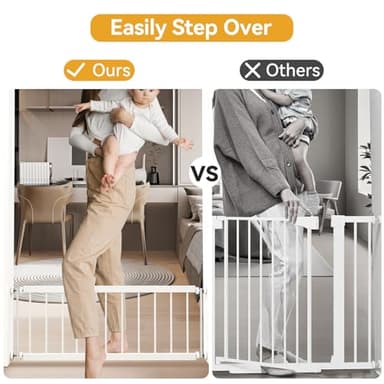 Fldofaves Dog Gate - 18"-45" Adjustable Extra Wide Metal Baby Gate to Step Over, 10" Tall Small Pet Gate with 3 Extension Kits, Pressure Mounted for Doorways & Stairs - Image 3