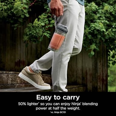 Ninja Blast Max, Portable & Personal Blender + Twist & Go, Smoothie, Blend, Ice Crush, 3 Programs, Cordless, 22 oz removable Vessel, Dishwasher Safe, Leakproof, Grey, BC251GY - Image 7