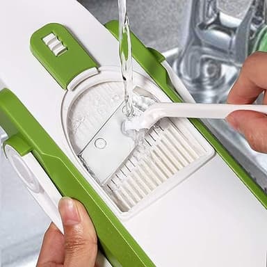 ONCE FOR ALL Safe Mandoline Slicer, Multi Vegetable Chopper, Potato Slicer for Kitchen, 4 Modes 100+ Presets Adjustable Thickness, French Fry Cutter (5 in 1 Green) - Image 6