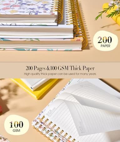 Cute Spiral Notebook Journal for Women, 200 Pages Lined Notebooks 8.5” x 11”, A4 Large Hardcover Spiral Journals with 100 GSM Thick Paper, College Ruled Notebook for Writing Work School, Orange Floral - Image 4