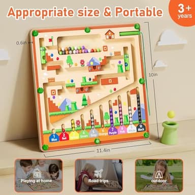 zhiwuzhu Montessori Toys,Magnetic Color and Number Maze,Wooden Toys for Ages 2-4,Toddler Fine Motor Skills Toys for Boys Girls - Image 2