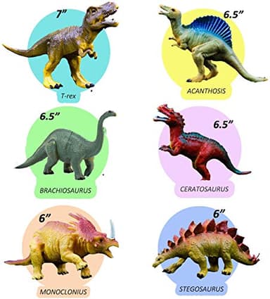 OuMuaMua Dinosaur Toys, Plastic Dinosaur Figure Set, Ideal Education Toys for Kids and Toddler, Including T-Rex, Stegosaurus, Monoclonius, 6 to 7 Inch Large Size, 6 Pack - Image 4