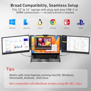 TXV Laptop Screen Extender – 14" Portable Monitor for Laptop, Full HD 1080P IPS Display, USB-C & HDMI, Dual Speakers, 72% Color Gamut, for Work, Travel, Gaming - Image 6