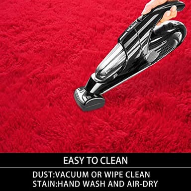 DETUM Red Rug 3x5 Feet - Fluffy Red Area Rugs for Bedroom Shaggy 3' X 5' Living Room Rug Soft Rugs for Kids Room Non-Slip Nursery Office Dorm Washable Carpets Home Decor - Image 5