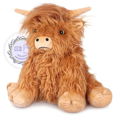 SuzziPals Heatable & Coolable Highland Cow Stuffed Animals Plushie, Microwavable Heating Pad for Soothing & Relaxation, Lavender Scented Cattle Plush Toys for Stress Relief, Stuffed Cow Gifts - Image 1