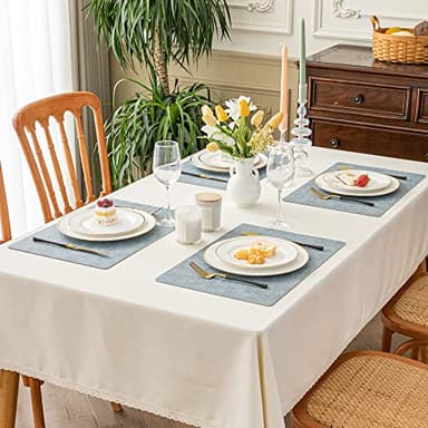 Romanstile Vinyl Placemats Set of 4-12 X 18 Inch - Heat Resistant Place Mats 100% Waterproof Oilproof Wipeable Reversible Faux Leather Table Mats for Kitchen/Dining/Party/Outdoor, Sky Blue - Image 7