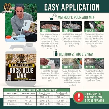 Petra Max Rock Glue for Landscaping, 32 Ounce - Ground Coverage & Pet Safe Mulch Glue for Rocks - Lockdown Gravel/Pebbles/Stones - Sticky Clear Gravel Binder & Decomposed Granite Stabilizer (50 Sq Ft) - Image 3