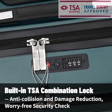 WireHot 20 inch Small Carry On Luggage Front Open with Laptop Pocket, ABS+PC Hard Shell Suitcase with Spinner Wheels TSA Lock & YKK Zipper, 20in/Toiletry Bag/Handbag, Teal Blue - Image 5