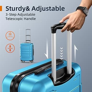 SHOWKOO Luggage Sets Expandable PC+ABS Durable Suitcase Sets Double Wheels TSA Lock 4 Piece Luggage Set Sky Blue - Image 6