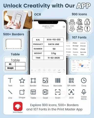 Phomemo Label Maker - M108 Address Label Makers Easy to Use for Small Business, Home, Office, School, 2 Inch Bluetooth Label Printer, Sticker Printer for Name Tags/Barcode/Logo/Clothing Label, Black - Image 8