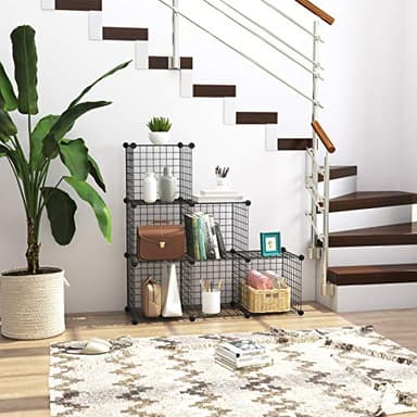 C&AHOME Wire Cube Storage, 6 - Cube Organizer Metal C Grids, Modular Shelves Units, Storage Bins Shelving, Closet Organizer, Ideal for Home, Office, Living Room, 36.6”L x 12.4”W x 36.6”H Black - Image 2