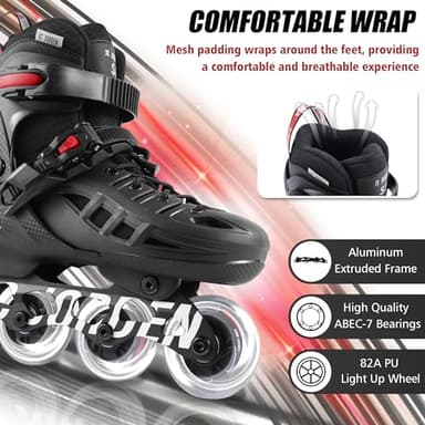 Inline Skates for Kids Girls and Boys, 4 Sizes Adjustable Roller Skates Blades with Full Light Up Wheels for Women Men, Durable Outer Shell, Roller Skates 4-12 Adults - Image 2