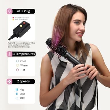 7-in-1 Hair Dryer Brush & Hair Styler, Fast Drying Blow Dryer & Curling StylingTool, Hot Air Styler No Heat Damage, Powerful Multi-Styler for Curling Volumizing Straightening Styling (Blush Pink) - Image 7