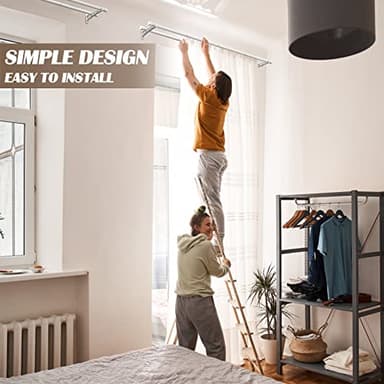 YeYeBest Double Curtain Rods 28 to 48 Inch, Metal Extendable Double Drapery Rod Set for Windows, White - Image 5