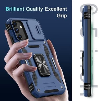 DEERLAMN Case for Samsung Galaxy S25+ Plus 6.7-Inch with Slide Camera Cover+Screen Protector(1 Pack), Rotated Ring Kickstand Military Grade Shockproof Protective Cover-Navy Blue - Image 8