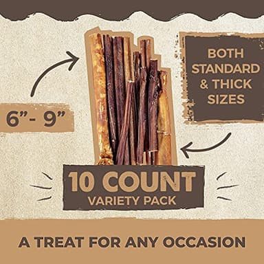 Mighty Paw Naturals Variety Pack Bully Sticks for Dogs - Grass Fed Beef Chews. Dog Bully Sticks for Large Pets, Medium and Small Breeds. Lower Odor Treats for Small Pets. Single Ingredient - Image 2
