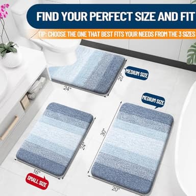 OLANLY Bathroom Rug Mat 30x20, Extra Soft and Absorbent Microfiber Bath Rugs, Non-Slip Plush Shaggy Bath Carpet, Machine Wash Dry, Bath Mats for Bathroom Floor, Tub and Shower, Blue - Image 2