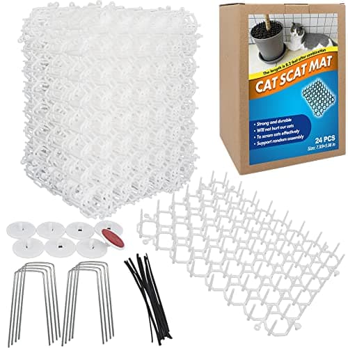 Ley's Cat Deterrent Mat, Indoor Cat Scat Mat, Cat Scratch Deterrent with Spikes, Garden Fence Animal Barrier 24 Pack/Set - Image 1