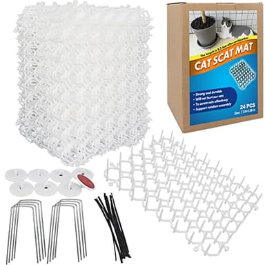 Ley's Cat Deterrent Mat, Indoor Cat Scat Mat, Cat Scratch Deterrent with Spikes, Garden Fence Animal Barrier 24 Pack/Set - Image 1