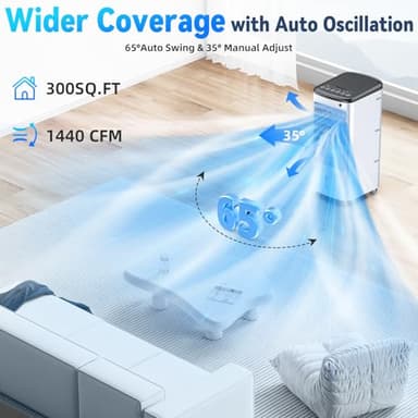 FANCOLE Windowless Portable Air Conditioners with 6 Ice Packs, 12H Smart Timer for Auto-off, 26Ft Remote, Top Fill Dual Tank, 3Speeds Evaporative Air Cooler, 70°Auto Swing Swamp Cooler Air Conditioner - Image 5