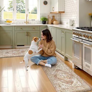 KIMODE Anti Fatigue Kitchen Mats for Floor, Farmhouse Kitchen Rugs Sets of 2, Cushioned Kitchen Floor Mats, Comfort Standing Mats for Sink Laundry Office Desk Khaki 20"x71"+20"x32" - Image 7