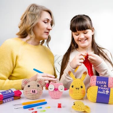 XSEINO Crochet Kit for Beginners - Crochet Start Kit with Step-by-Step Video Tutorials - Learn to Crochet Kits for Adults and Kids - Pig,Pikaegg,Owl,Whale - Image 5