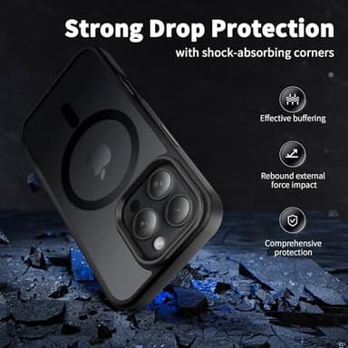 CACOE Magnetic Case for iPhone 16 Pro 6.3 inch, Compatible with MagSafe, Thin Slim Fit Anti-Fingerprint Shockproof Bumper TPU Protective Cover for Women Men Girls(Matte Black) - Image 7
