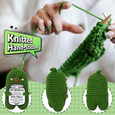 MAMAGIFTREE Funny Grandma Gifts Christmas Gifts 2025 for Grandma, Unique Stocking Stuffer Idea for New & First-Time Grandmas, Best Grandma Birthday Gifts from Grandkids, Gigi Nana Presents - Handmade Crochet Pickle - Image 4