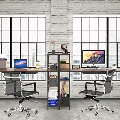 SHW 46-Inch Home Office Mission Computer Desk with Side Shelf and Drawer, Rustic Brown - Image 4