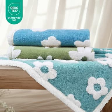 Luciphia Waterproof Pet Blanket for Medium Large Dogs Washable Fluffy Thick Jacquard Shag Fleece Warm Sherpa 3D Textured Flower Print for Cats Puppy Couch Protection (Blue,57x40 inches) - Image 7