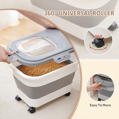 SEWIU Dog Food Storage Container 2pack*20LB,Collapsible Dog Food Container with Travel Silicone Bowl and Scoop for Dog/Cat/Bird Food/Cat litter,Keep Dry Food Fresh,Easy to Move. - Image 3