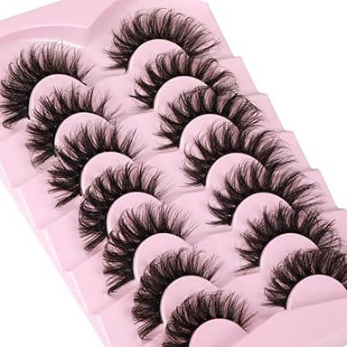 Mink Lashes Fluffy 6D False Eyelashes 17mm Wispy Cat Eye Lashes that Look Like Extensions Strip Lashes Pack - Image 6