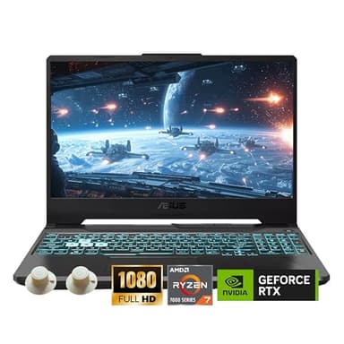 ASUS TUF A15 Gaming Laptop, AMD Ryzen 7 7435HS Processor, NVIDIA GeForce RTX 3050, 15.6 inch Full HD Display, 32GB DDR5 RAM, 1TB SSD, Backlit Keyboard, Windows 11 Home, Wi-Fi, Alpacatec Accessory - Image 1