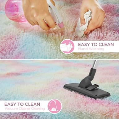 Fluffy Colorful Rug for Living Bedroom, Rainbow Fluffy Soft Plush Area Rugs for Girls Bedroom, Fuzzy Nursery Rug for Baby's Toddler's，Clorful Room Decor for Teenage, Easy-Cleaning, Non Shedding, 3X4 - Image 5