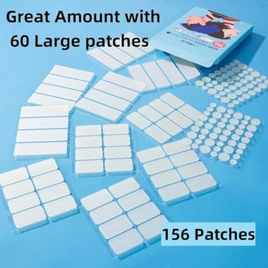 LitBear Large Pimple Patches, 5 Sizes 156 Patches Big Acne Patch, 60 XL Hydrocolloid Patch for Full Face, Forehead, Chin, Nose, Body, Back, Neck & Chest, Stirp, Square Large Hydrocolloid Bandages - Image 4