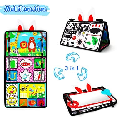 Inbeby Tummy Time/Baby Mirror Toys, Black and White High Contrast Tabletop Mount Baby Newborn Toys 0 3 6 Months Brain Development, Sensory Texture Piano Infant Toys 0 3 6 Months with Squeaker - Image 7
