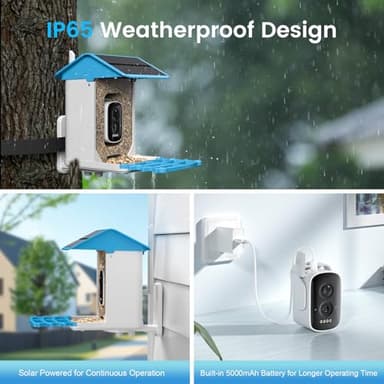 Smart Bird Feeder with Camera, Solar Powered, AI Recognition, Auto-Capture & Instant Notify, Identify 11,000+ Birds, 2K HD Footage, for Bird Enthusiasts, Outdoor Garden. - Image 7