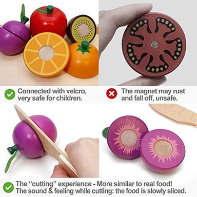 Wooden Play Food for Kids Kitchen Cutting Fruits Toys for Toddlers Pretend Vegetables Gift for Boys Girls Educational Toys - Image 4