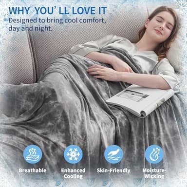 Guohaoi Cooling Throw Blanket for Hot Sleepers, Full Size 60''×90'' Lightweight Breathable Summer Bed Blanket for Couch, Arc-Chill Q-Max >0.5 Cool Fiber,Lightweight Tie Dye Blanket Grey - Image 4