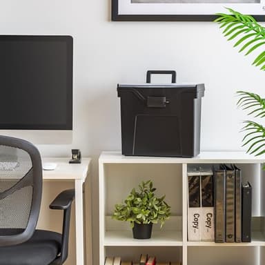 IRIS USA Slim Portable Letter/Legal File Tote Box, 4 Pack, BPA-Free Plastic Storage Bin with Organizer-Lid, Durable, Secure Lid and Handle, Black - Image 8