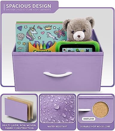 Sorbus Kids Dresser with 8 Drawers - Storage Unit Organizer Chest for Clothes - Bedroom, Kids Room, Nursery, & Closet (Purple, 31.5 x 12 x 32-8 Drawer) - Image 5